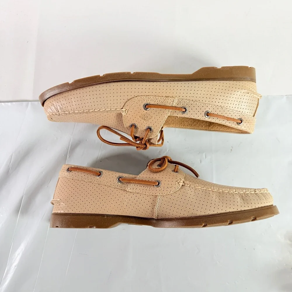 Sperry‎ Top-Sider Ward 2-Eye Perforated Men's Boat Shoes Off-White Size 12W New